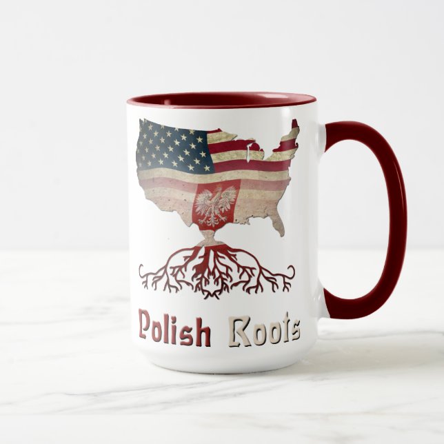 Taza Raíces polacas, banderas polacas norteamericanas (Derecha)