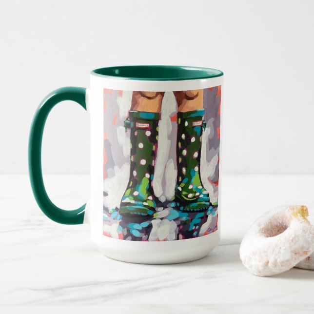 Taza Rain boots Painting  - Children's Room Decor (Con donut)
