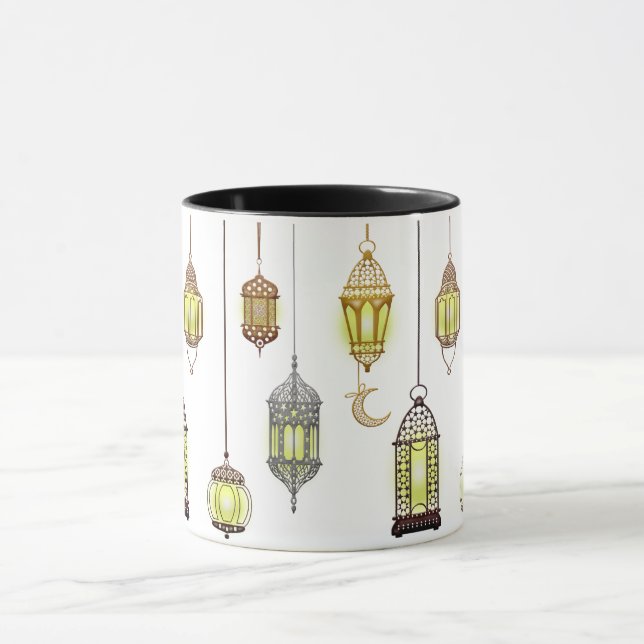 Taza Ramadan Kareem Crescent Lanterns Mubarak Islamic (Centro)