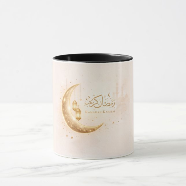 Taza Ramadan Kareem Gold Crescent Mug – Elegant Islamic (Centro)