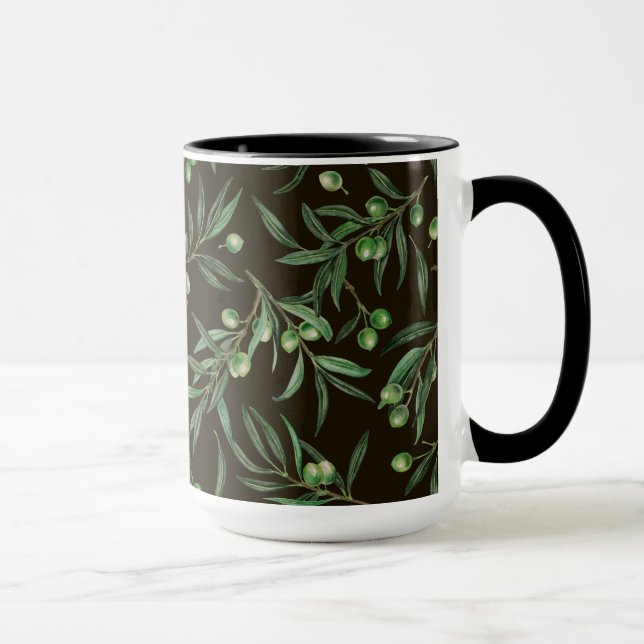 Taza Ramas de oliva acuarela en negro (Derecha)