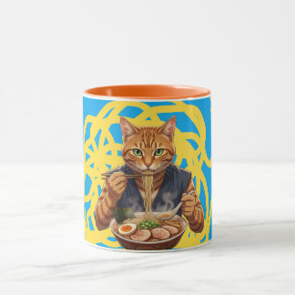 Taza Ramen Estético Gato Arte Pop Japonés Atigrado Nara