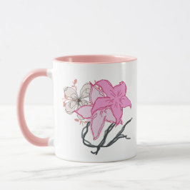 Taza Ramo de flores dibujadas rosas