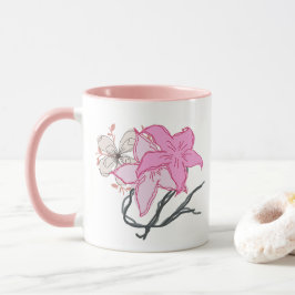Taza Ramo de flores dibujadas rosas