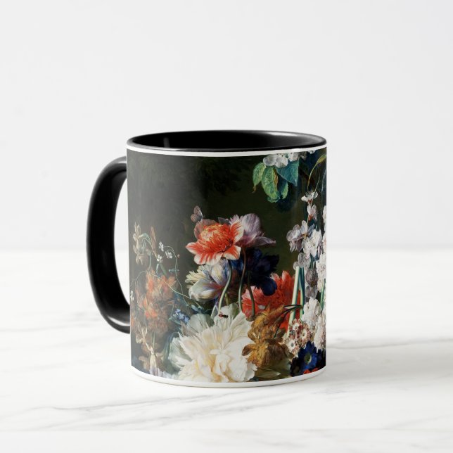 TAZA RAMO DE FLORES EN UNA URNA EN NEGRO (Anverso izquierdo)