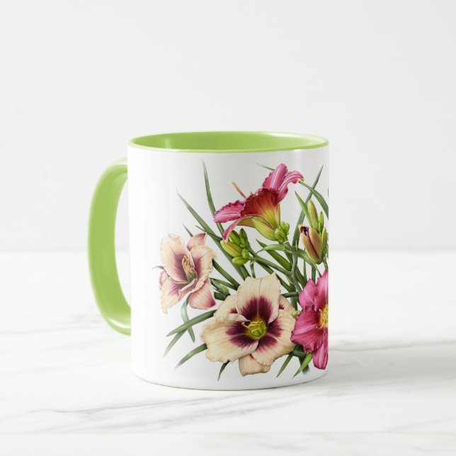 Taza Ramo de Hemerocallis Rojo (Anverso izquierdo)