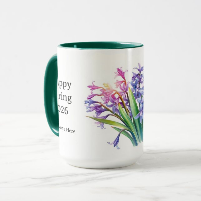 Taza Ramo de Jacintos Morados Celebración de Primavera (Anverso izquierdo)