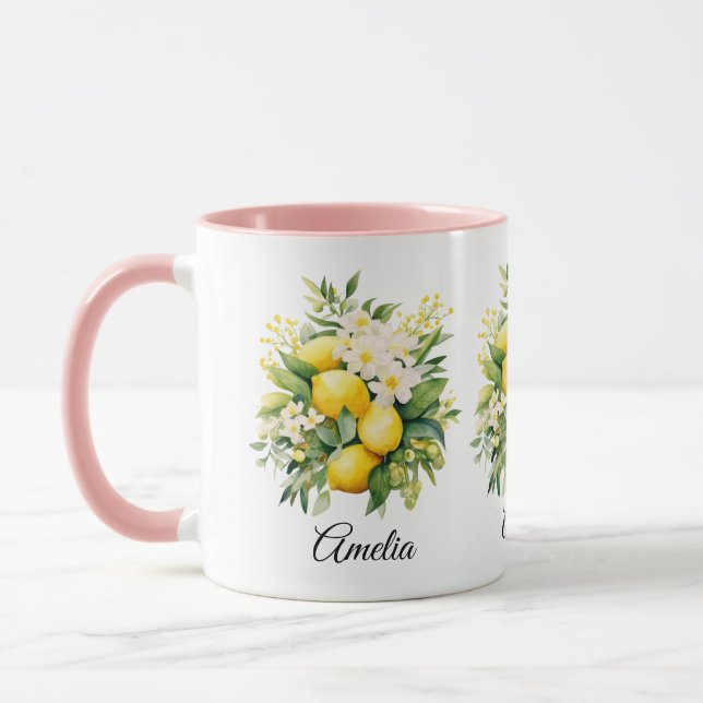 Taza Ramo de limón con flores blancas (Izquierda)