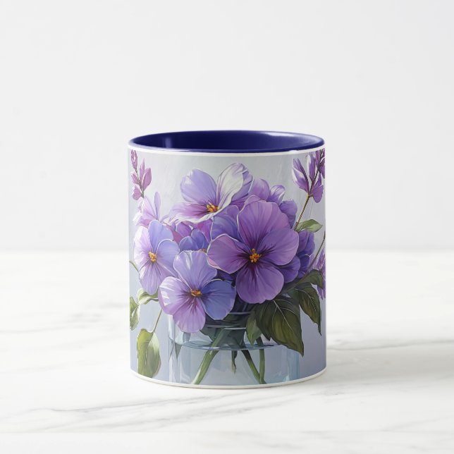 Taza Ramo Floral de Lavanda Flor Café (Centro)