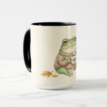 Rana acogedora de otoño Kawaii Latte de especias d