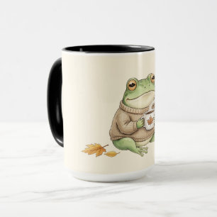 Taza Rana acogedora de otoño Kawaii Latte de especias d