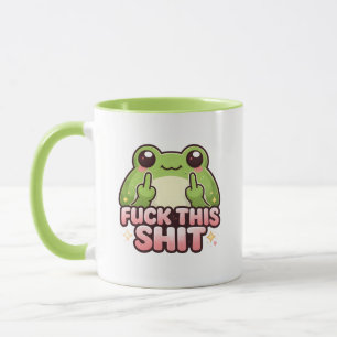 Taza Rana Adorable con el Dedo Corazón Kawaii Verde