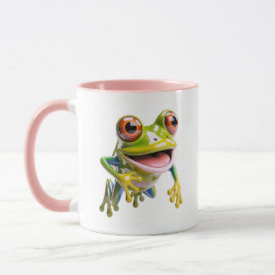 Taza Rana Adorable Kawaii Rana de árbol 3D Verde Selva 