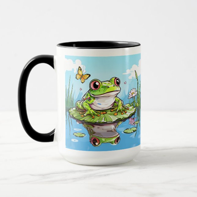 Taza Rana cúrcuta en un Lily Pad Cute Personalizada (Izquierda)