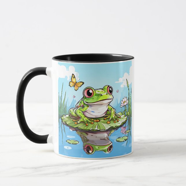 Taza Rana cúrcuta en un Lily Pad Cute Personalizada (Izquierda)