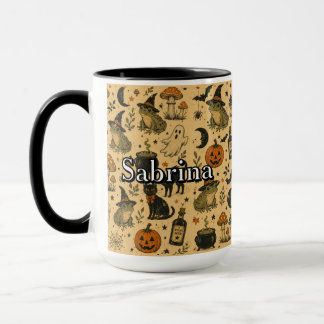 Taza Rana de Halloween Vintage con Nombre Personalizado