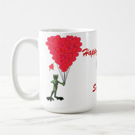 Taza Rana divertida y corazón de amor Valentines
