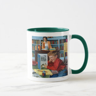 Taza Rana en la biblioteca