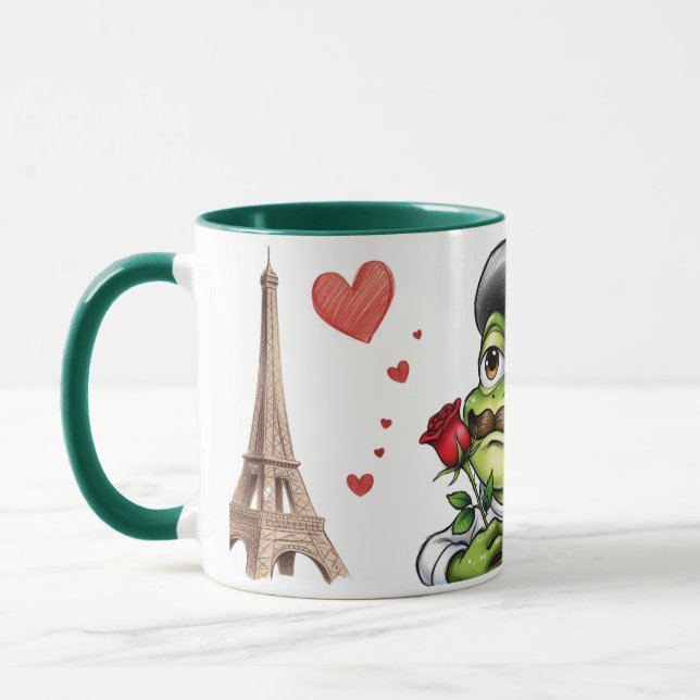 Taza rana francesa divertida y romántica para día de Sa (Izquierda)