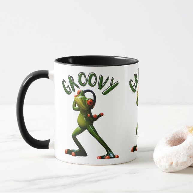 Taza Rana verde Groovy (Con donut)