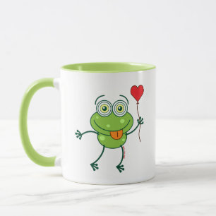 Taza Rana verde que cae enojado en amor
