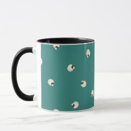 Taza Random Cute Kawaii Skull Dots mitad verde