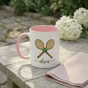 Taza Raquetas de tenis personalizadas con tu nombre