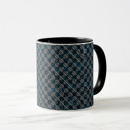 Taza Raro azul a rayas a cuadros o inclinadas, punteado