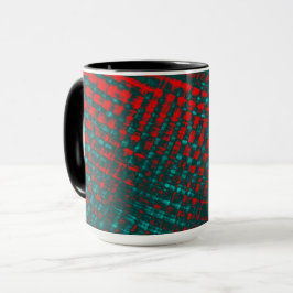 Taza Rasgos cruzados rojos sobre el cyan carbonizado