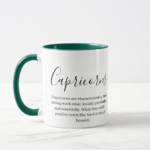 Taza Rasgos de Capricornio y Rótulo Zodiaco