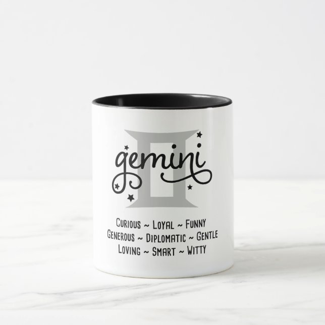 Taza Rasgos de Gemini Zodiac (Centro)