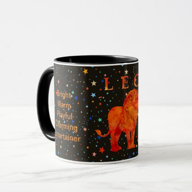 Taza Rasgos personalizados de Zodiac Leo modernos Mug (Anverso izquierdo)