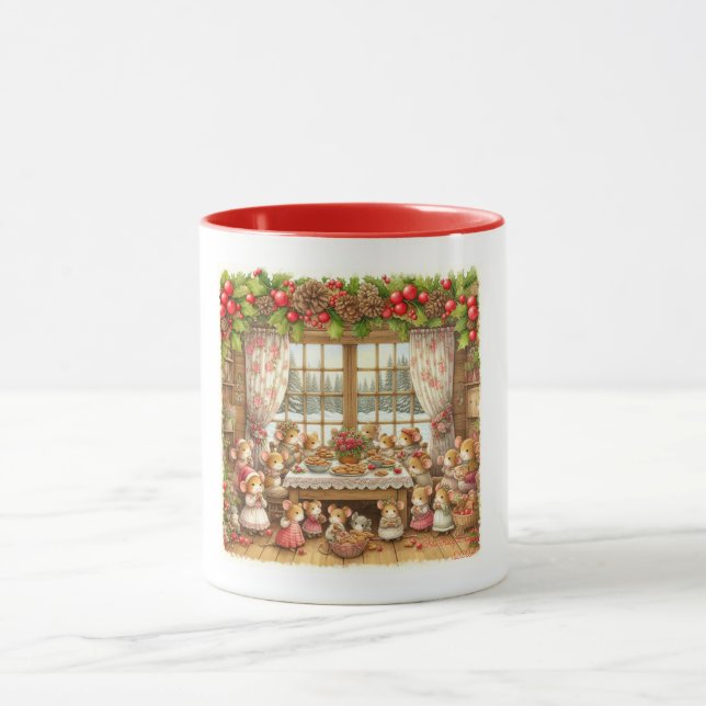 Taza ratón de familia en Navidad (Centro)