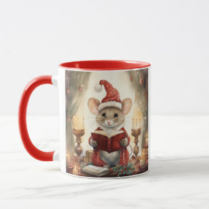 Taza Ratoncito de Navidad leyendo