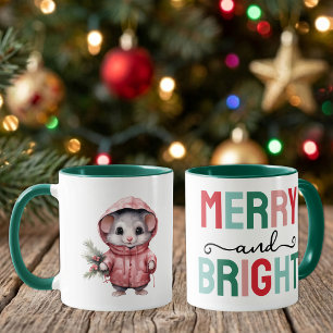Taza Ratoncito lindo navidad alegre y brillante