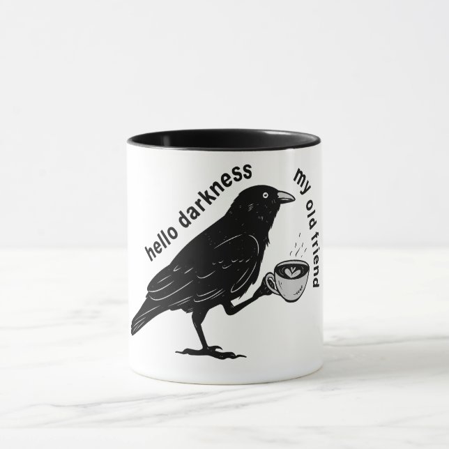 Taza Raven Crow Coffee Fall | Nevermore Poe Gothic Poet (Centro)