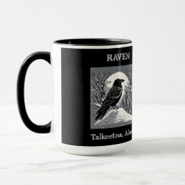 Taza Raven: Talkeetna, Alaska blanco y negro