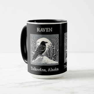 Taza Raven: Talkeetna, Alaska blanco y negro
