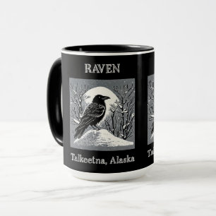 Taza Raven: Talkeetna, Alaska blanco y negro