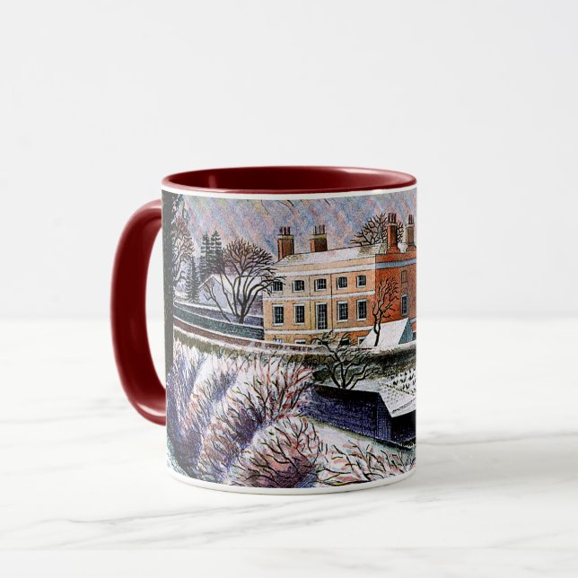 Taza Ravilious - Vicarage en invierno, arte fino Mug (Anverso izquierdo)