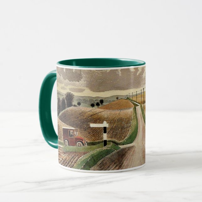 Taza Ravilious—Wiltshire Landscape, pintura de arte fin (Anverso izquierdo)
