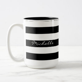 Taza rayada blanco y negro personalizada