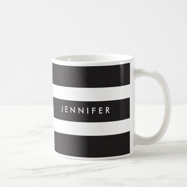 Taza rayada negra y blanca de encargo (Derecha)