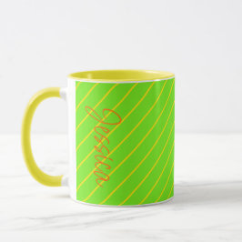 Taza Rayas amarillas verdes nombre Minimalista moderno