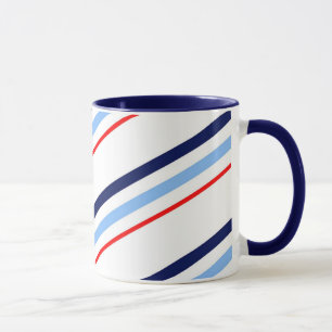 Taza Rayas azules blancas rojas náuticas