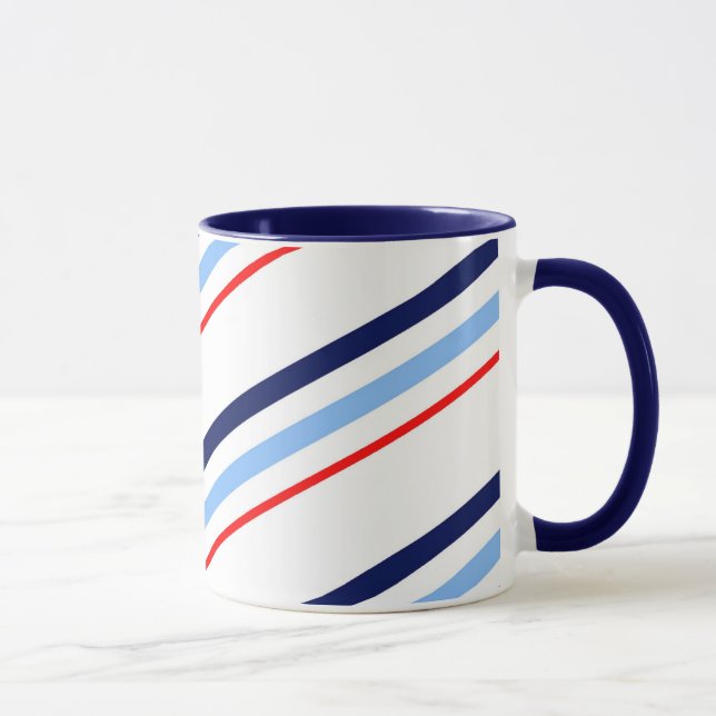Taza Rayas azules blancas rojas náuticas (Derecha)