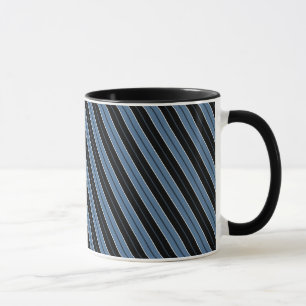 Taza Rayas azules negras blancas diagonales a rayas fin