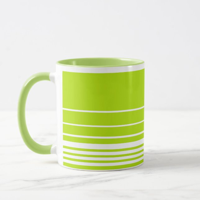 Taza Rayas complejas en verde limón y blanco (Izquierda)