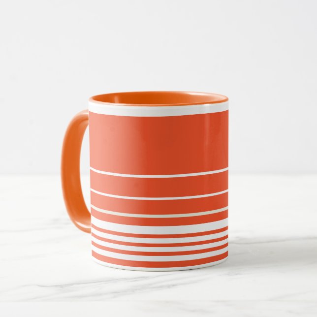 Taza Rayas complejas - Naranja y blanco (Anverso izquierdo)