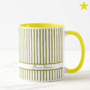 Taza Rayas de Acuarela Amarilla Minimalista Nombre Pers